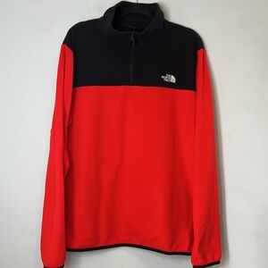 The North Face Red and Black Quarter-Zip Fleece Pullover